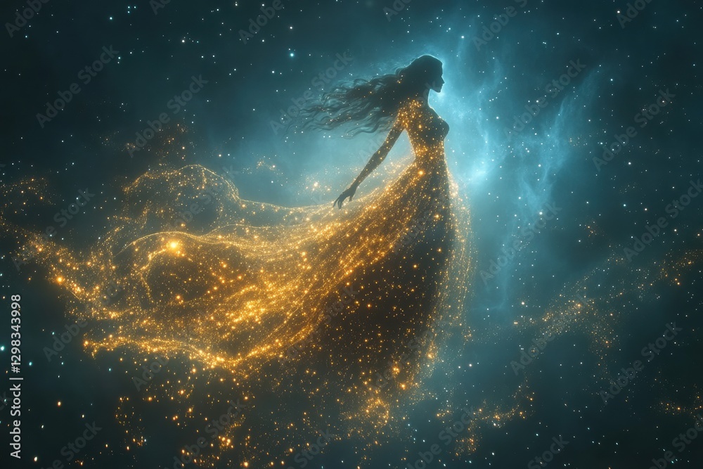 Obraz premium Fantasy woman in a magical glowing dress