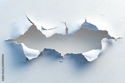 Ripped Paint Hole on White Surface