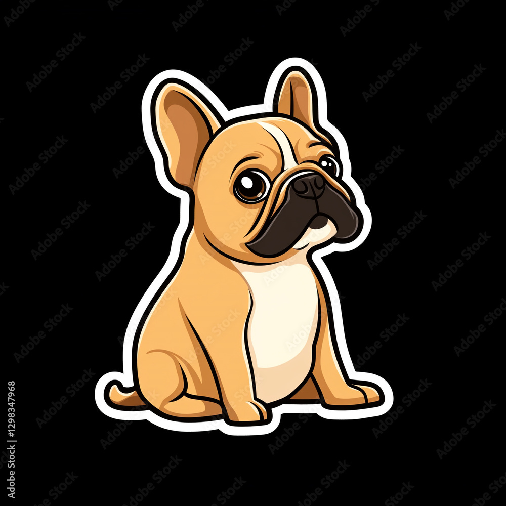 Fototapeta premium Adorable French Bulldog Dog Sitting Upright With One Ear Perked Up Showcasing Its Playful Personality and Unique Expression in a Bright and Cheerful Setting