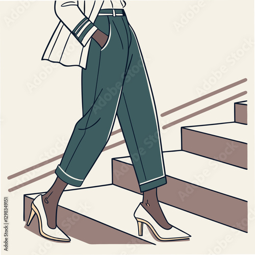 Person Wearing High Heels walking up the stairs