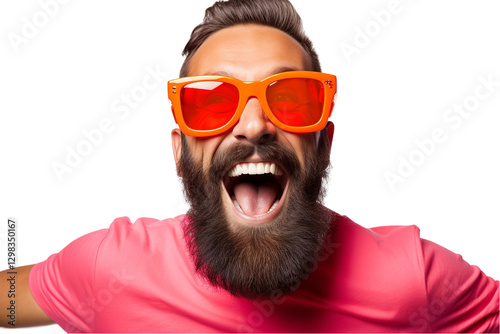 Man with Funny Sunglasses Isolated on Transparent Background