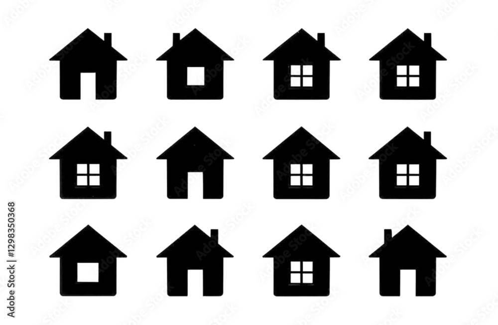 Fototapeta premium Set of Houses Icons or symbols Vector fully editable file