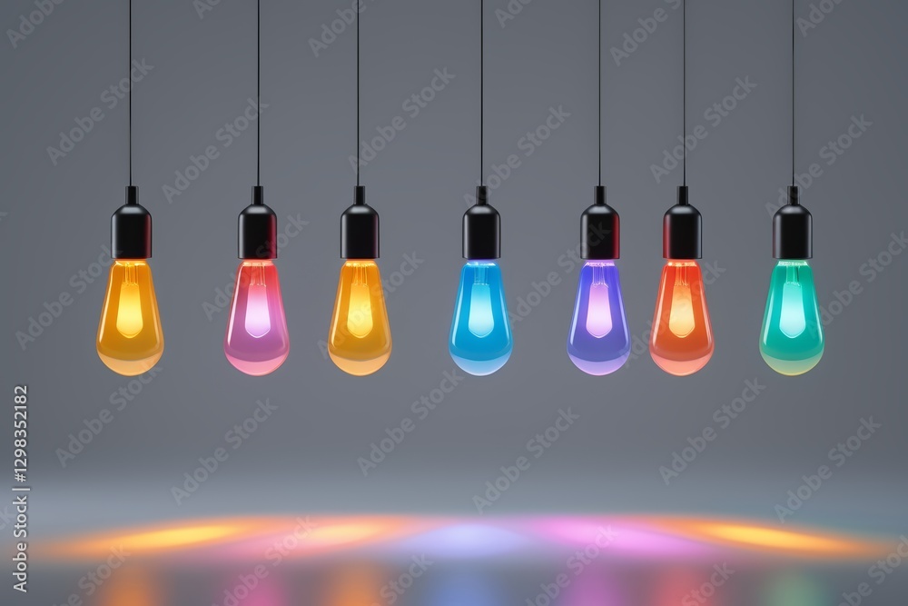 a group of colorful light bulbs hanging from a ceiling a group of colorful light bulbs hanging from a ceiling