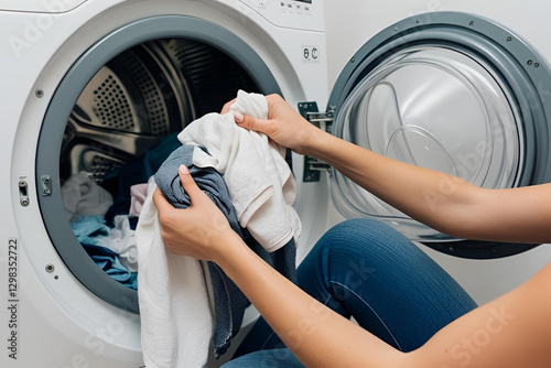 woman washing machine