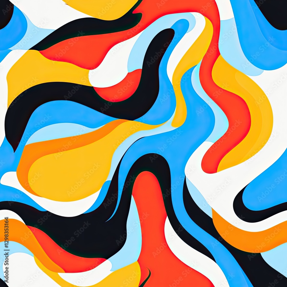 Obraz premium Vibrant Ripples Bold Contrasting Colors Seamless Pattern Design for Textile Fashion and Web