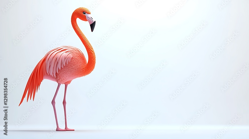 Fototapeta premium Colorful flamingo displaying elegance in minimalist studio setting