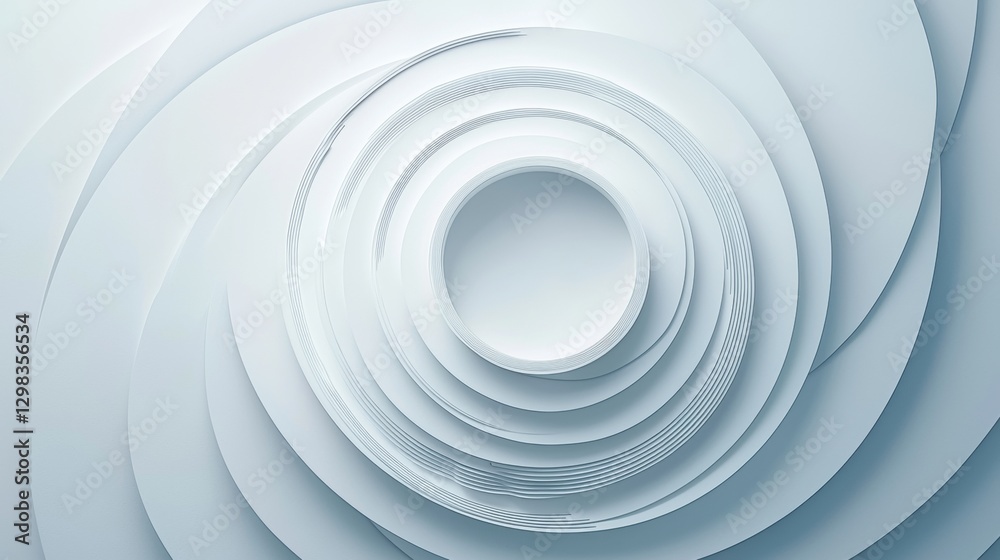 A 3D rendering of a white, abstract design with concentric circles and a central oval. A 3D rendering of a white, abstract design with concentric circles and a central oval.