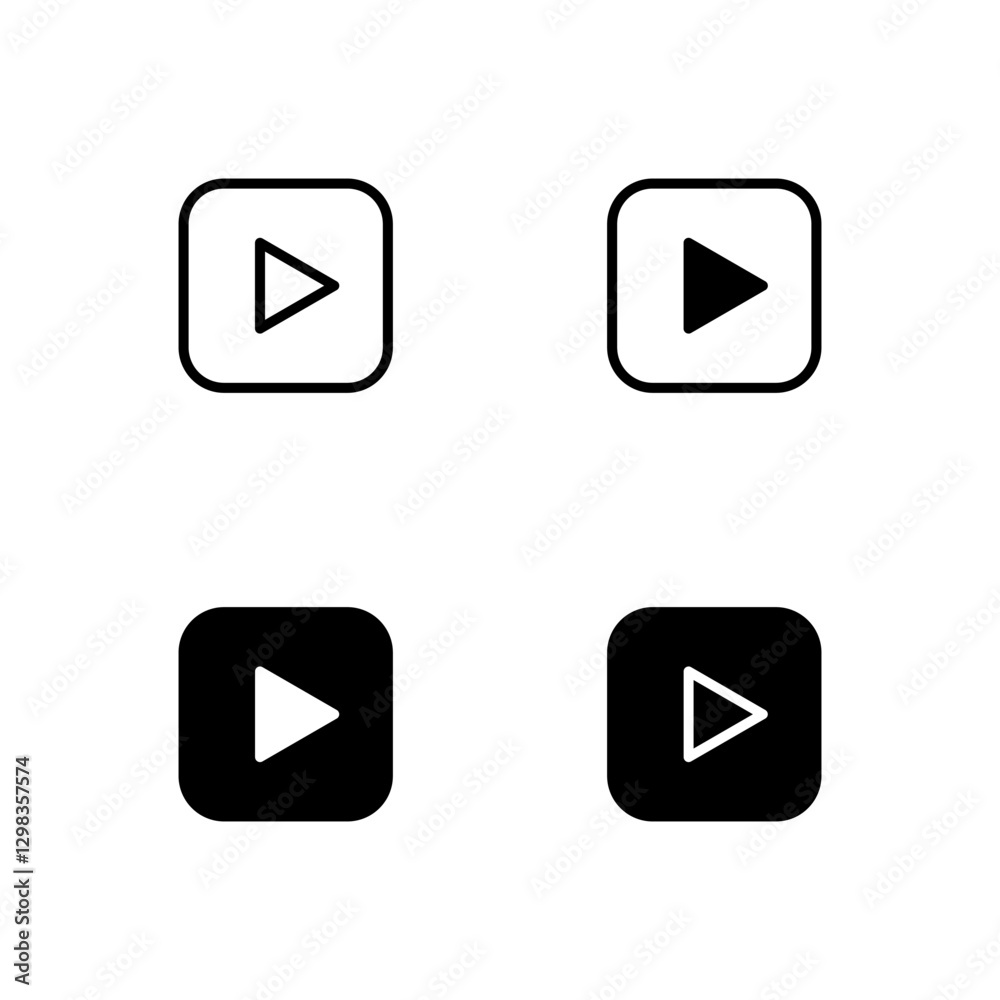Play icon set. Play button. Play icon set. Play button.