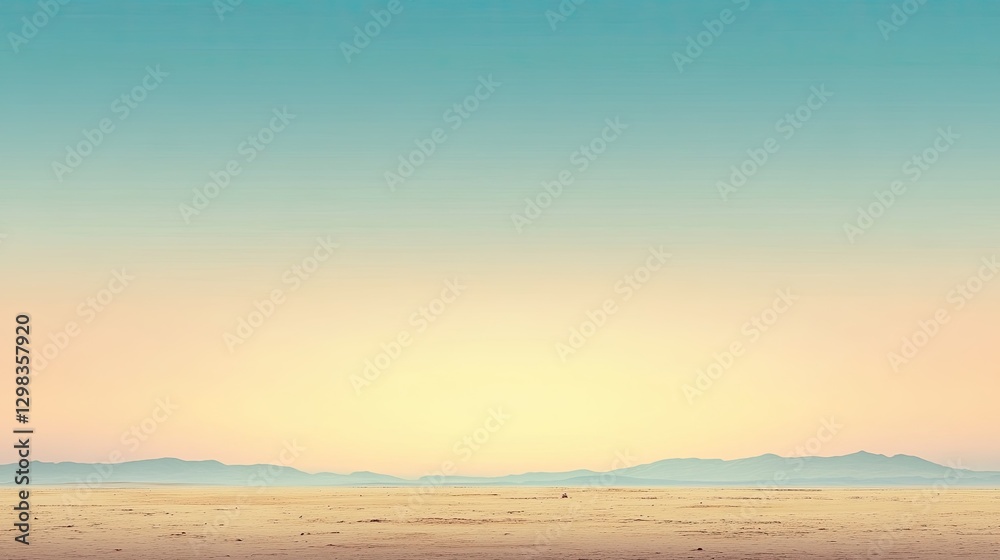 Fototapeta premium Empty desert landscape, sunrise view, vast horizon