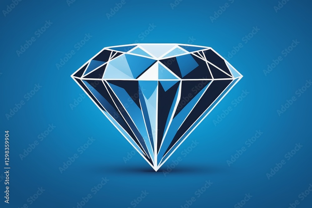 a blue diamond with a shadow on a blue background a blue diamond with a shadow on a blue background
