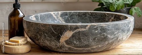 Elegant Grey Marble Wash Basin for Bathroom - Handmade Stone Sink