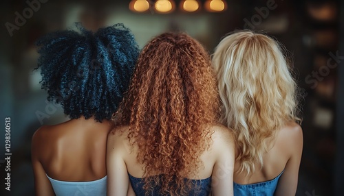 Diverse women's curly hair