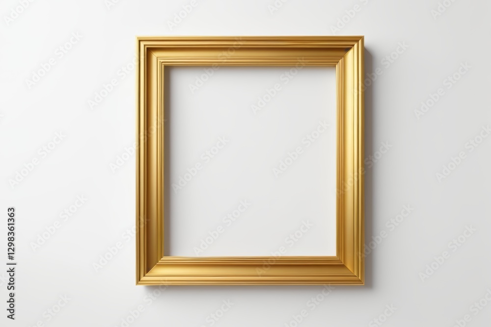 a golden frame on a white wall with a shadow a golden frame on a white wall with a shadow