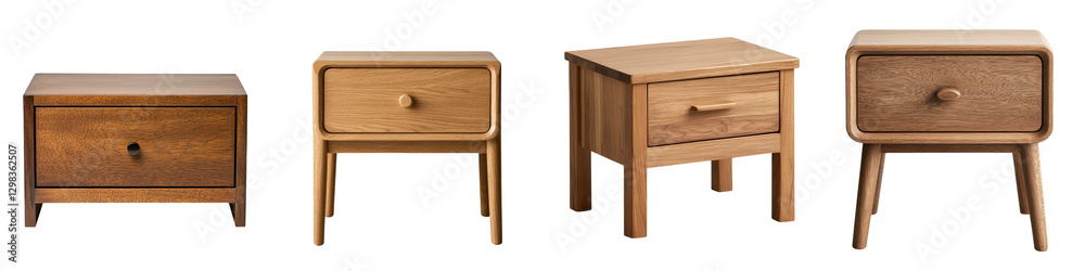 Assortment of elegant and functional wooden bedside tables nightstands and side tables in a modern minimalist home decor setting Showcasing natural timber finishes clean lines Assortment of elegant and functional wooden bedside tables nightstands and side tables in a modern minimalist home decor setting Showcasing natural timber finishes clean lines