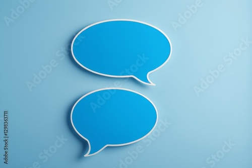 two speech bubbles on a blue background with shadow