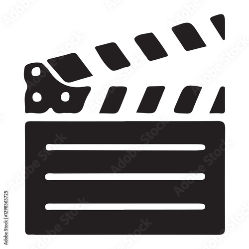 Movie Clapperboard Vector Silhouette Classic Film Production Tool