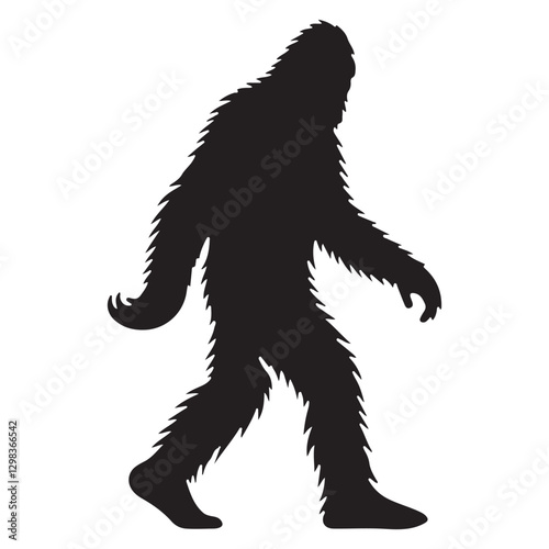 Sasquatch or Bigfoot silhouette cryptid in the woods drawing