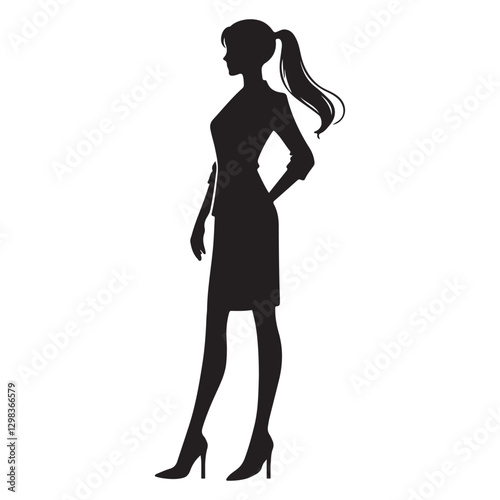 Businesswoman silhouette elegant professional vector art illustration