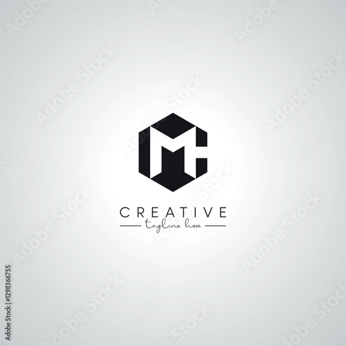 CM MC Letter Modern Artistic Abstract Logo Design. Initial Based Monogram Template.