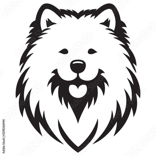 Cute Fluffy Dog Head Silhouette Vector for Pet Stores