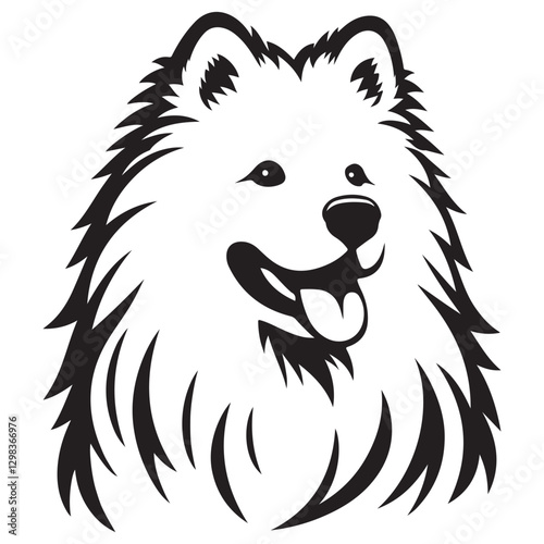 Cheerful Samoyed Dog Head Vector Art for Pet Lovers