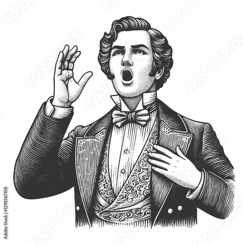 Opera Singer Performing vector illustration