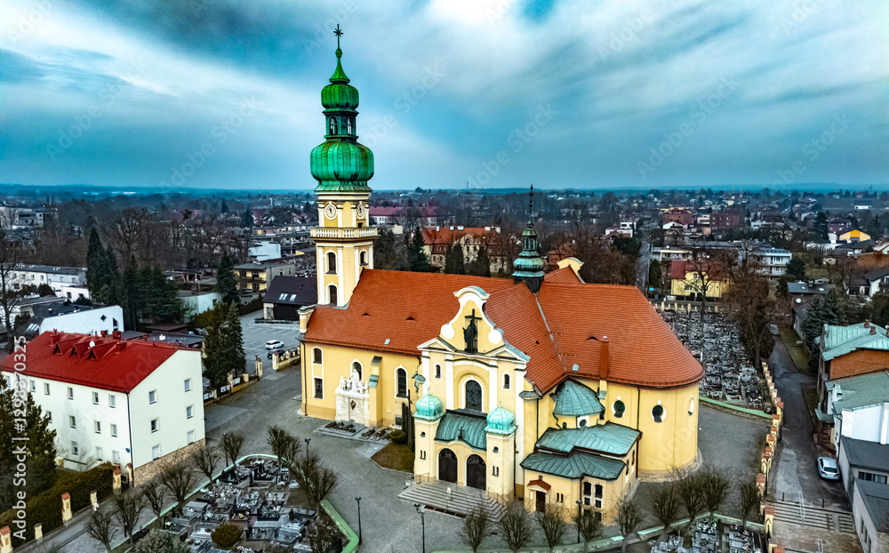 Obraz premium Mary Magdalene Church in Tychy old town, Upper Silesia, Poland