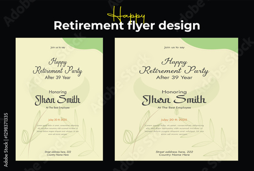 Set of retirement party invitation, square banner, instagram story and a4 poster, vector illustration