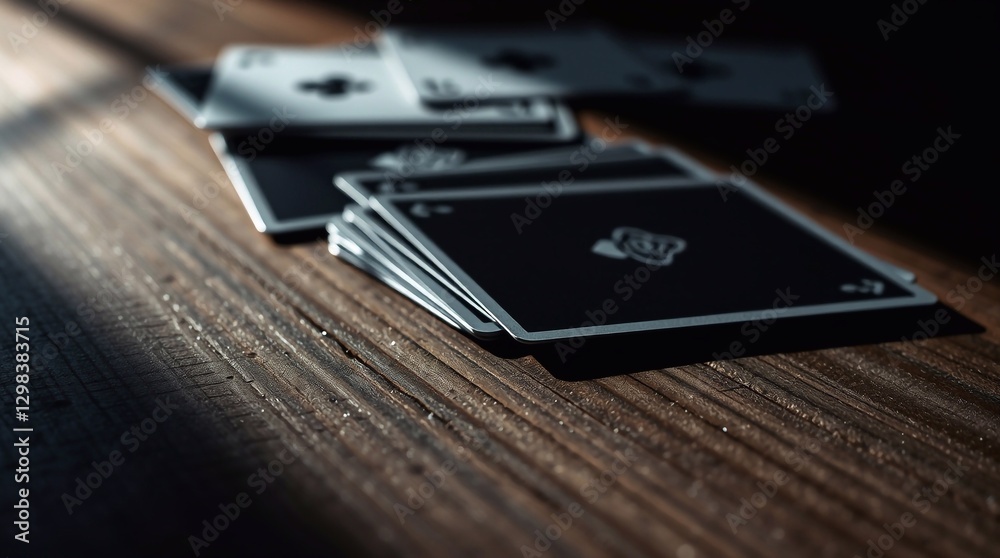 Playing Cards Scattered on Wooden Table Playing Cards Scattered on Wooden Table
