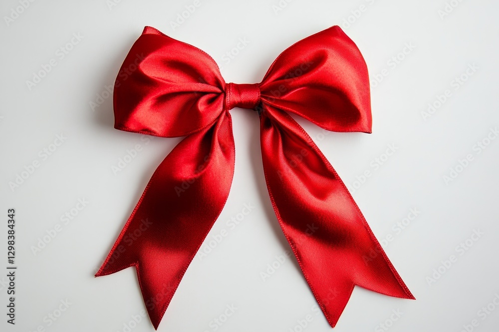 Elegant Red Satin Ribbon Bow - A luxurious red satin ribbon bow, tied perfectly, symbolizing celebration, gift-giving, elegance, festivity Elegant Red Satin Ribbon Bow - A luxurious red satin ribbon bow, tied perfectly, symbolizing celebration, gift-giving, elegance, festivity