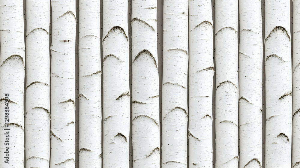Fototapeta premium Close Up Vertical White Birch Tree Trunks Texture Seamless Pattern Background