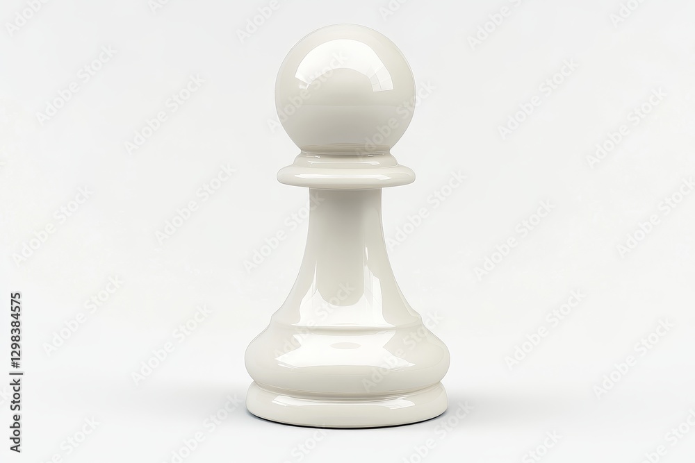 Elegant White Chess Pawn on White Background - A single, elegant white chess pawn stands on a plain white background. It symbolizes strategy, potential, progress, determination, and patience Elegant White Chess Pawn on White Background - A single, elegant white chess pawn stands on a plain white background. It symbolizes strategy, potential, progress, determination, and patience