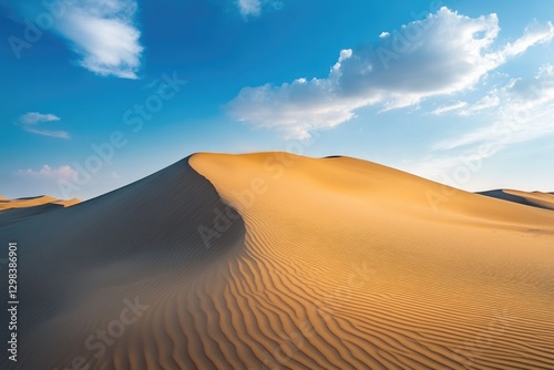 A large sand dune in the middle of a desert, suitable for adventure and travel scenes