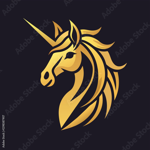 Wallpaper Mural Golden Unicorn Head Logo Design Torontodigital.ca