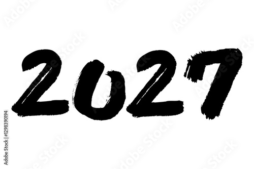 2027　手書きの墨で書いた筆文字素材