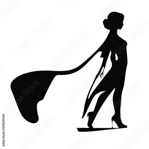 Elegant Silhouette of a Woman in Fashionable Dress