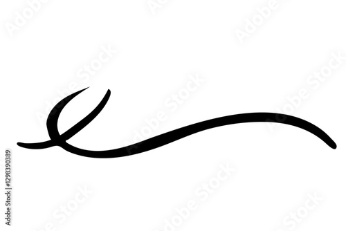 手描き風線素材　曲線　黒