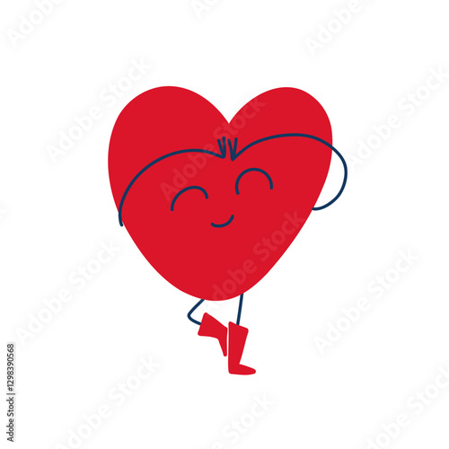 Heart emoji doing yoga, balancing on one leg.