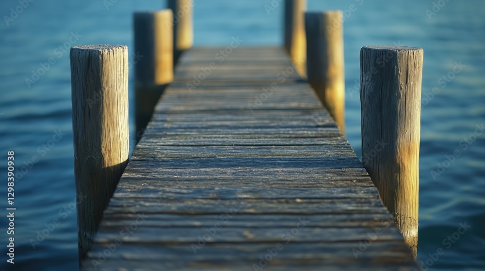 Obraz premium A wooden pier stretching out into the calm water