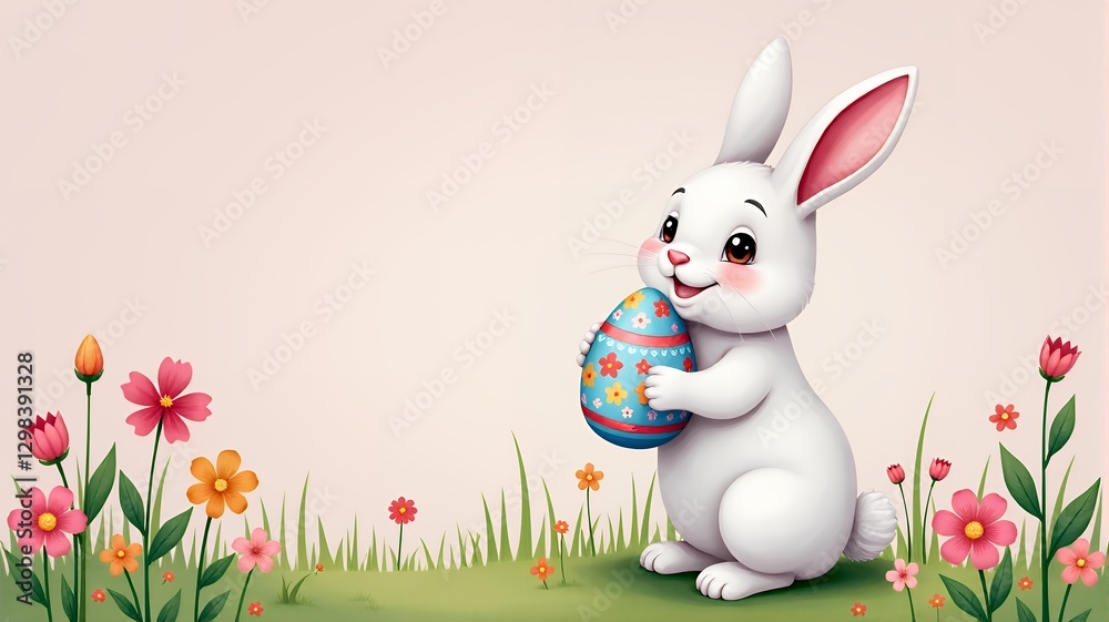 Fototapeta premium Adorable Bunny with Easter Gifts