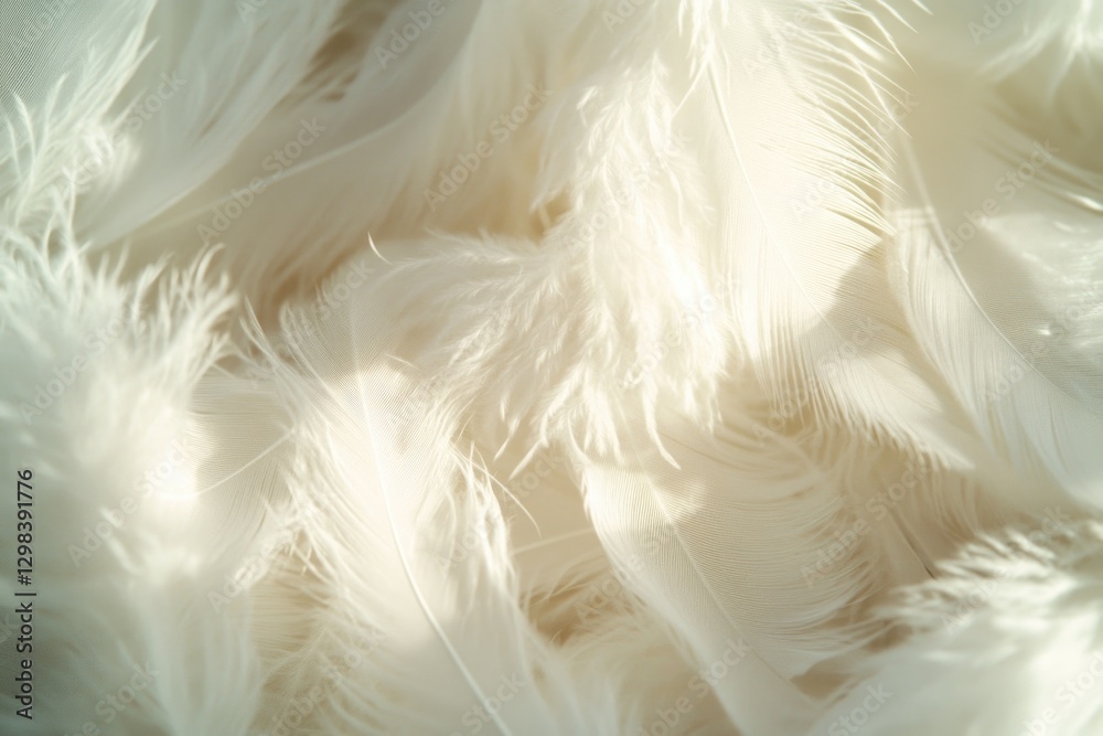 Fototapeta premium A close-up shot of white feathers on a clean white background, perfect for editorial or commercial use