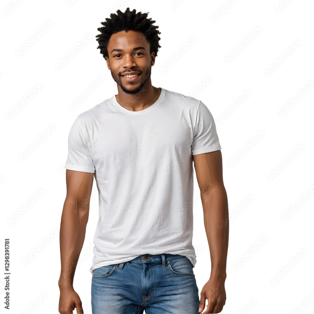 Fototapeta premium Man wearing white mockup t-shirt. Mock-up.