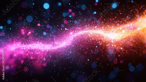 Glowing cosmic swirl, dark space background, vibrant energy, digital art, website header