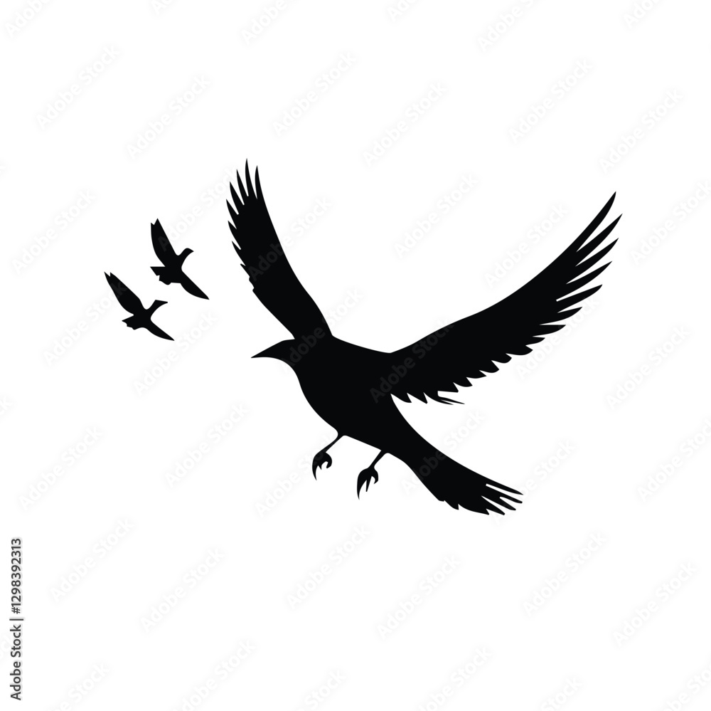 Fototapeta premium flying birds black silhouette 