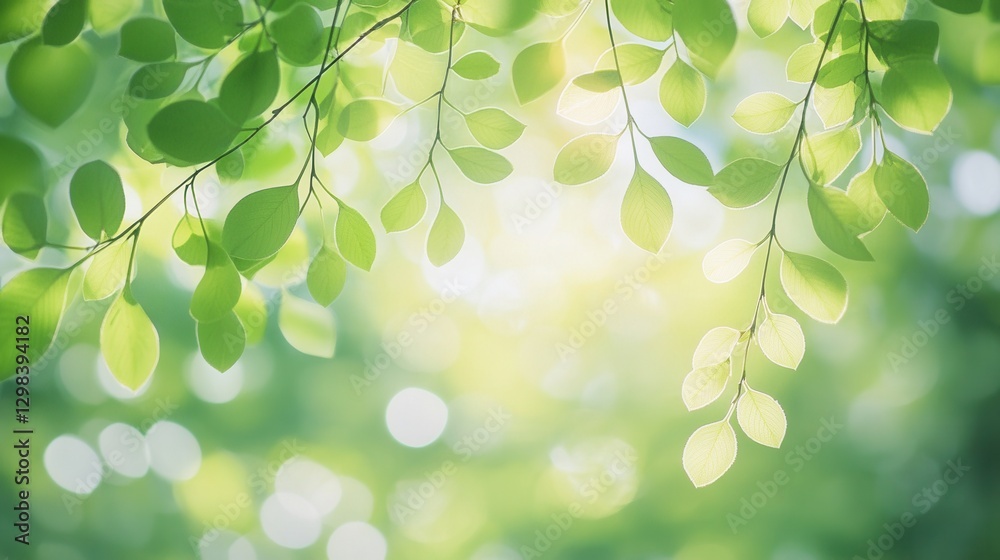 Lush Green Leaves and Natural Light Creating a Serene Atmosphere Lush Green Leaves and Natural Light Creating a Serene Atmosphere