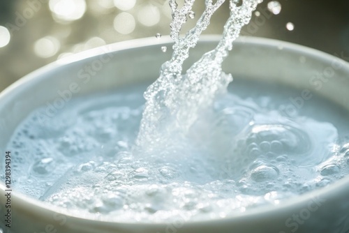 A cup with water overflowing from the rim photo