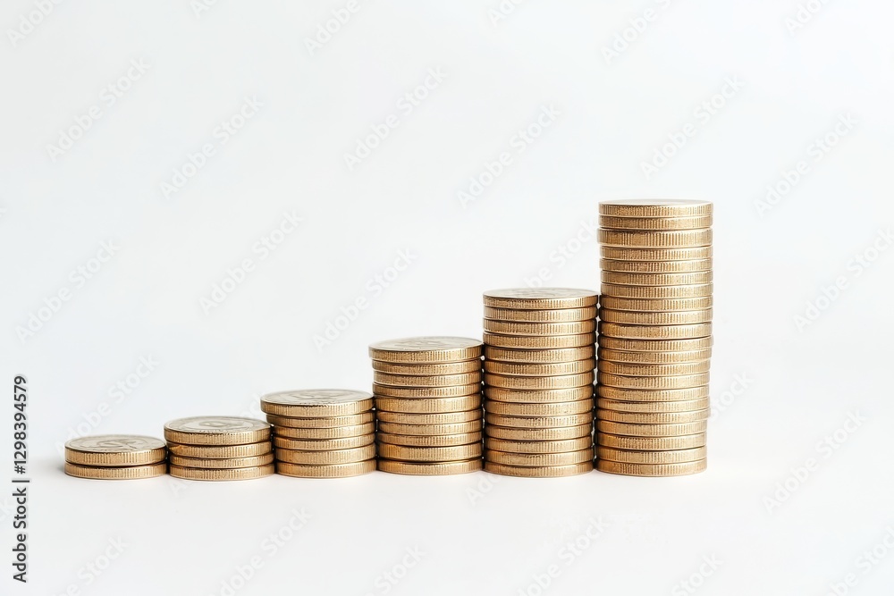 Growing Financial Success - Stacks of coins ascending in size, symbolizing financial growth and investment success Growing Financial Success - Stacks of coins ascending in size, symbolizing financial growth and investment success