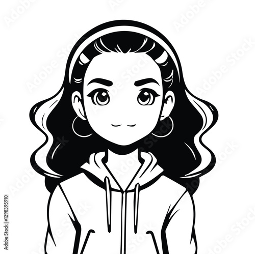 girl sad face notion style avatar 