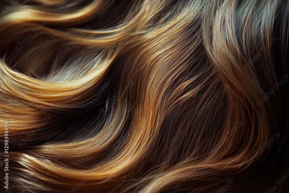 Naklejka premium A detailed shot of a woman's long hair, often used in beauty or lifestyle photography