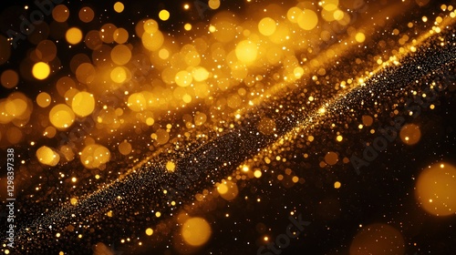 Golden glitter trail, bokeh background, night, celebration, design